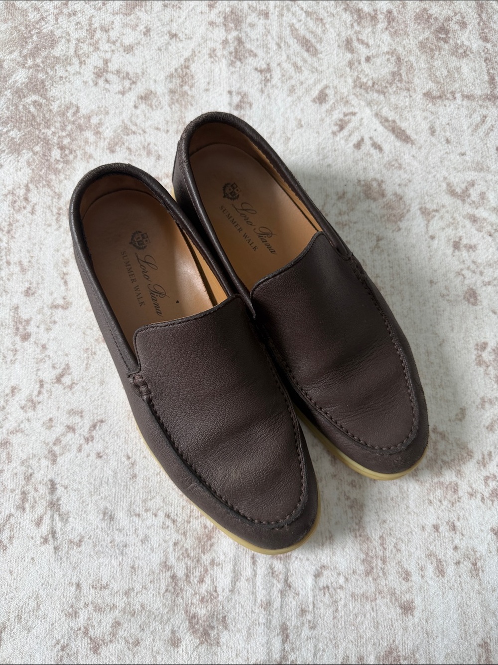Loro Piana Dark Brown Leather Slip-On Loafers